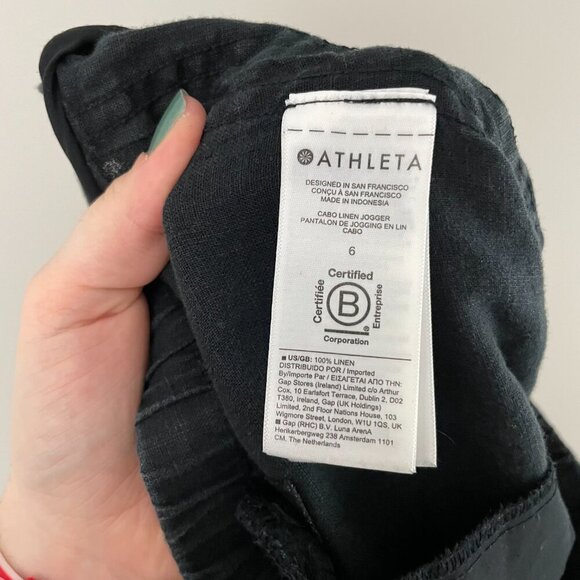 Athleta Cabo Linen Joggers in Black Size 6 - Picture 4 of 7